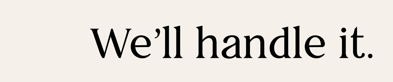The Gullie tagline, We’ll handle it, set in the brand typeface