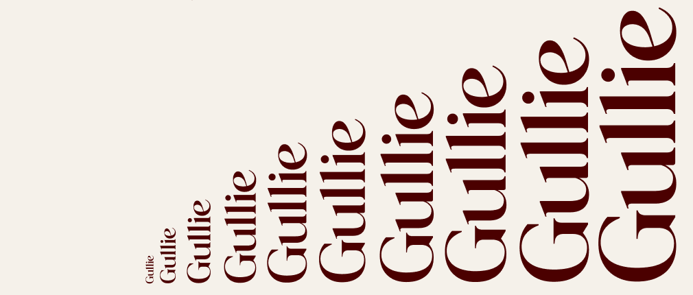 The Gullie wordmark repeated at increasing sizes